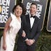 Hosts Sandra Oh, left, and Andy Samberg arrive at the 76th annual Golden Globe Awards at the Beverly Hilton Hotel on Sunday, Jan. 6, 2019, in Beverly 
