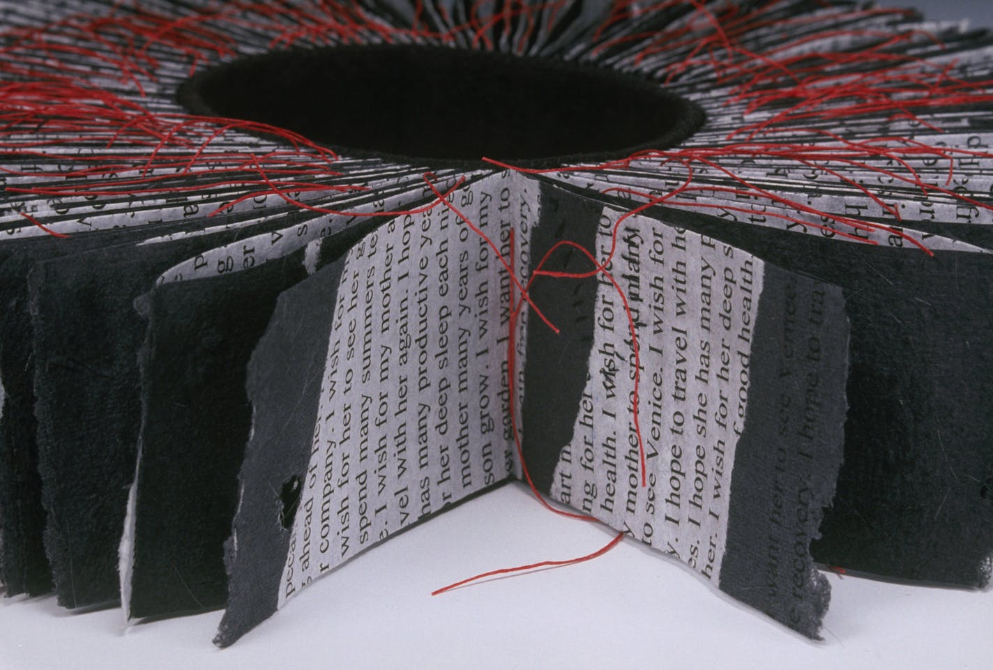 Erica Spitzer Rasmussen (White Bear Lake, MN) "Book of Desires" (detail) Sculptural artist's book, handmade paper, letterpress printing, mixed media Provided by Minnesota Center for Book Arts