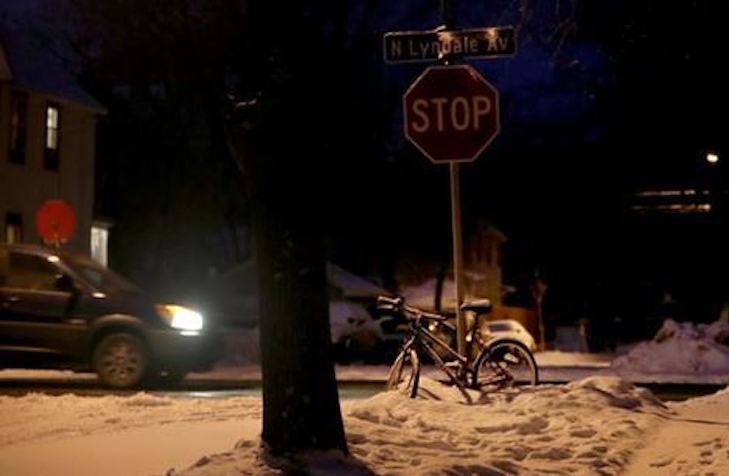 Homicide scene where a woman was found dead overnight at the corner of Lyndale and 22nd Ave. N and seen Wednesday, Jan. 31, 2018, in Minneapolis.