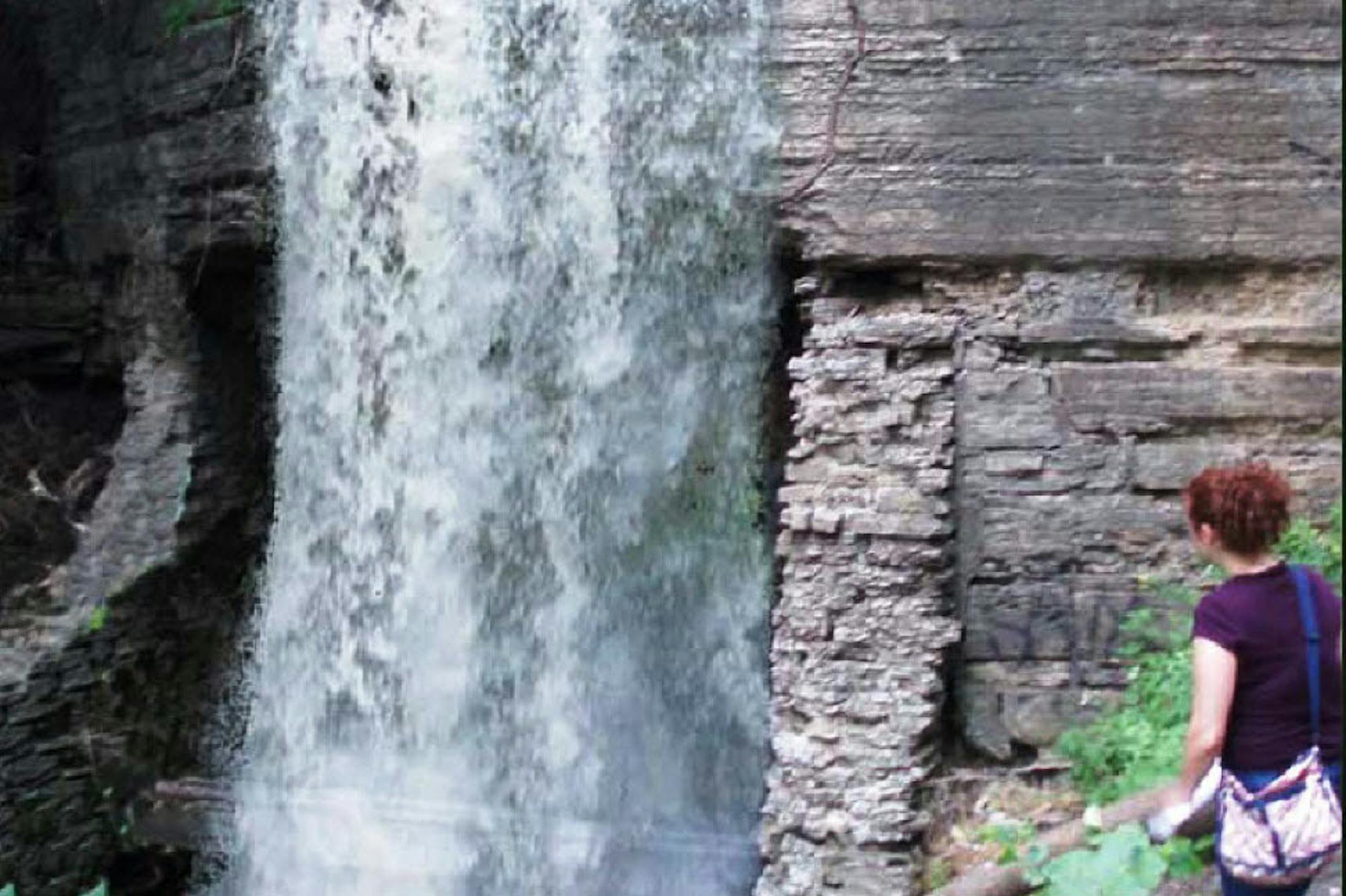 A photo illustration gives an idea of what a restored waterfall might look like in the east channel of the Mississippi River.