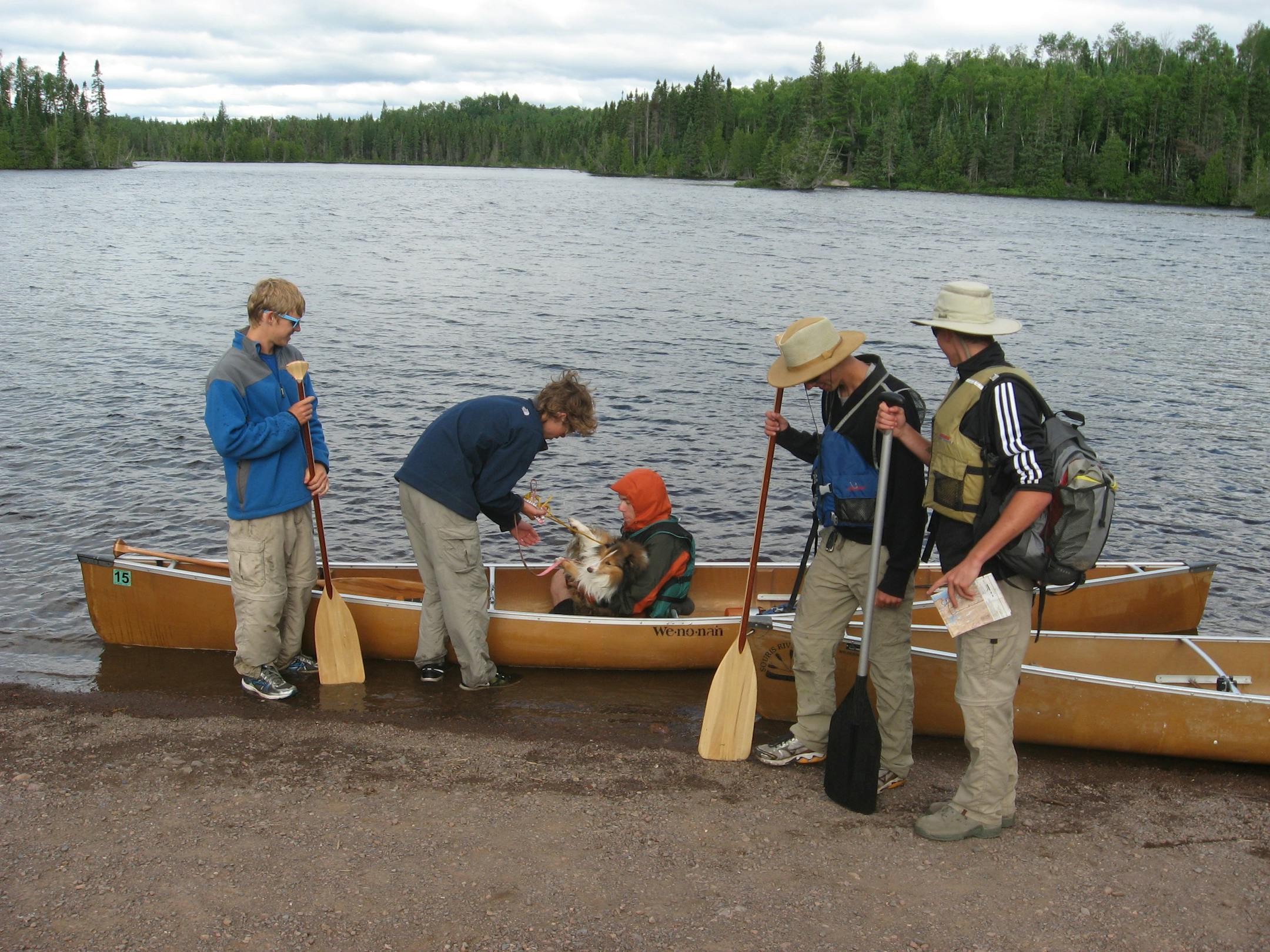 These Minnetonka paddlers rescued Tomah, the lost dog, in the BWCA. From left: Riley Nelson, Jonny Croskey, Nate Janssen, Casey Halbmaier and Scott Kvidera.
