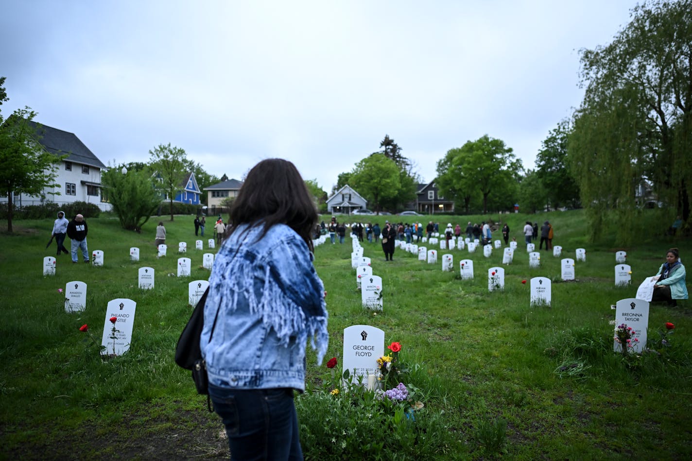 Angela Harrelson, aunt of George Floyd, arrives at the 'Say Their Names' cemetery.