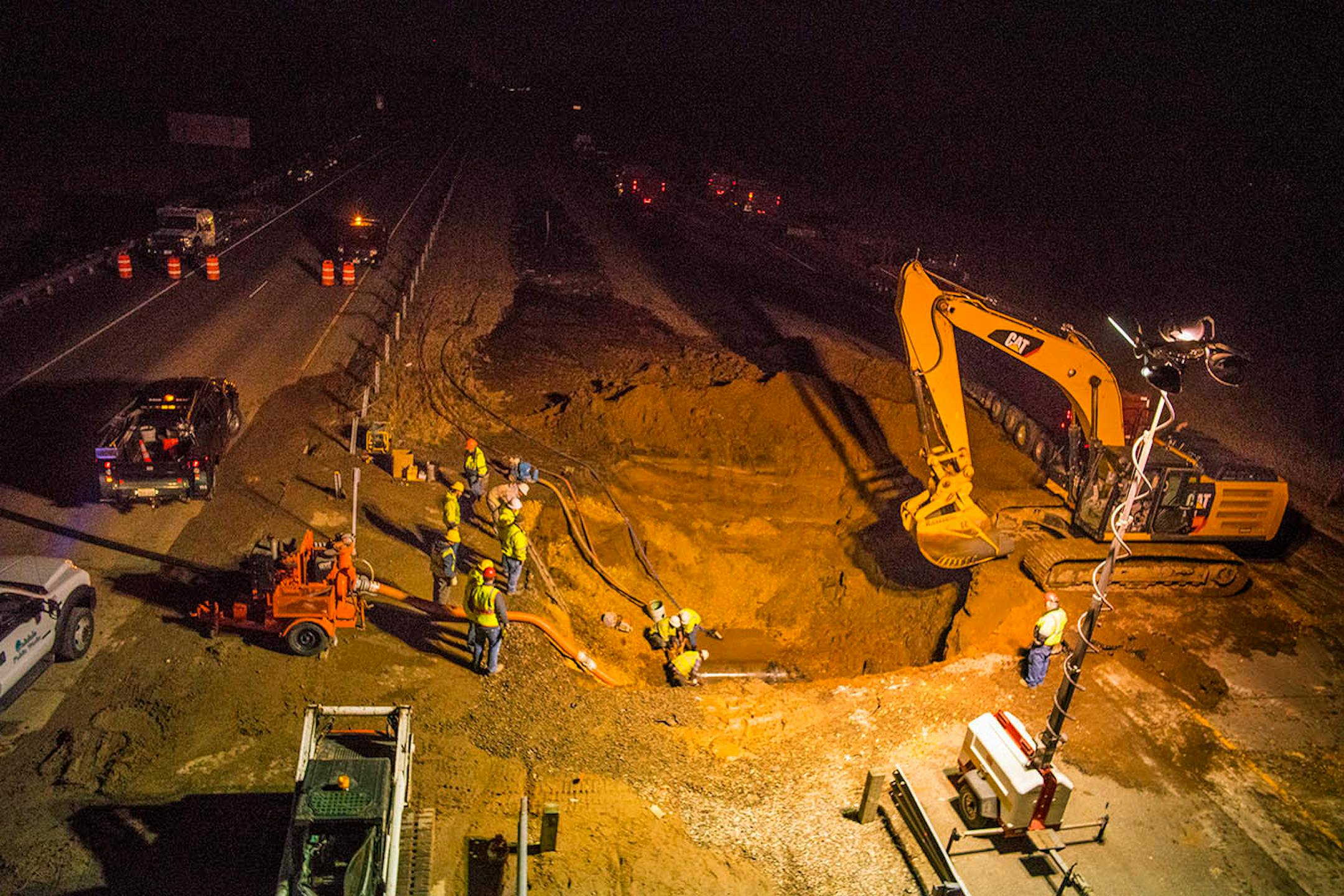 Just north of the 15th street bridge, construction crews will be repairing a section of HWY 694 between 10th and 34th streets for several days. It was closed because of erosion caused by a busted main pipe.