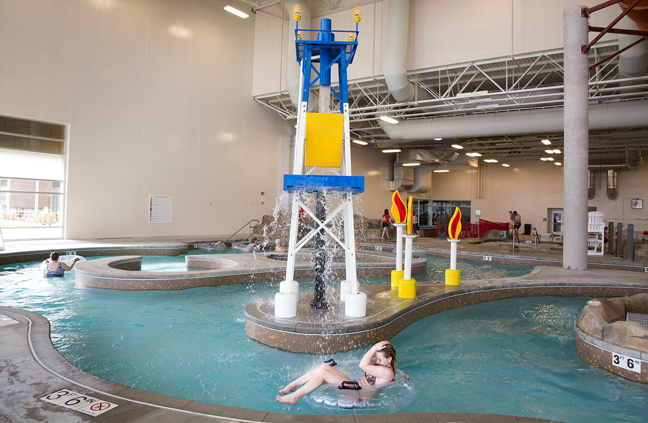 The lazy river is complete with an oil rig water feature in the $75 million Williston Area Recreation Center in Williston, North Dakota on Tuesday, March 31, 2015. The ARC, as it is known, opened to paid members in April 2014.