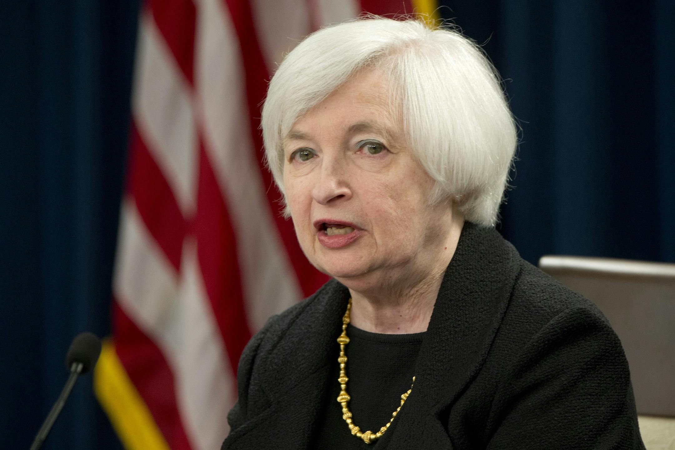 Federal Reserve Chair Janet Yellen speaks during a news conference in Washington, Thursday, Sept. 17, 2015. The Federal Reserve is keeping U.S. interest rates at record lows in the face of threats from a weak global economy, persistently low inflation, and unstable financial markets. (AP Photo/Jacquelyn Martin)