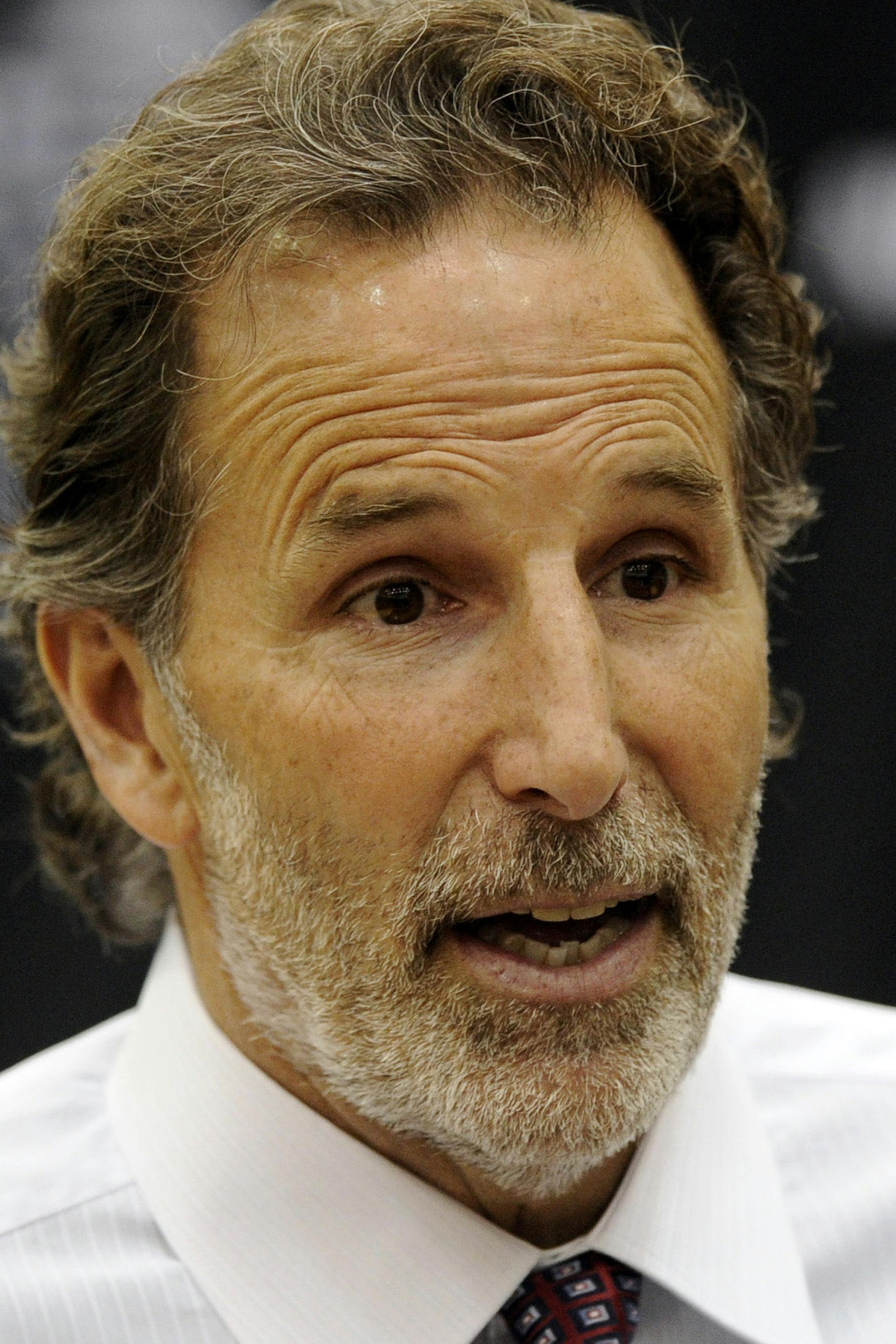 FILE - In this May 13, 2013 file photo, New York Rangers head coach John Tortorella talks to the media during a press conference following the Game 7 first-round NHL Stanley Cup playoff hockey series against the Washington Capitals in Washington. The Rangers have fired coach Tortorella, Wednesday, May 29, 2013, four days after New York was eliminated from the Stanley Cup playoffs. (AP Photo/Nick Wass, File) ORG XMIT: MIN2013052917225543