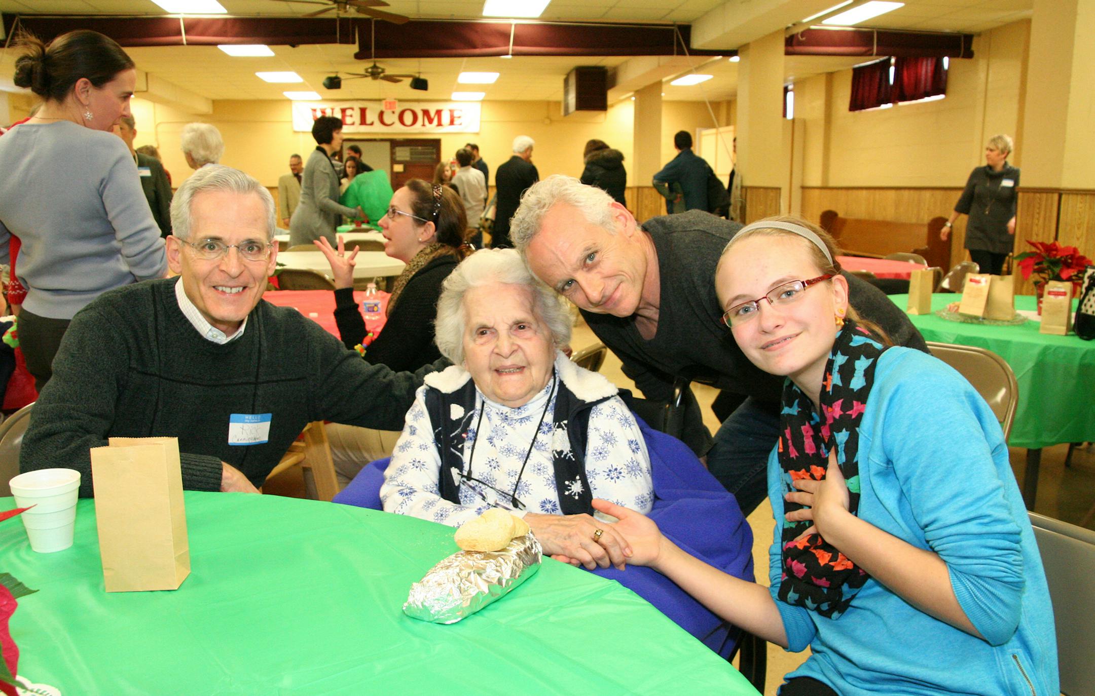 2014 Palumbo Mass. Rick and Lorraine Cunningham, John Rancone and Nina Palumbo. Lorraine Cunningham is the last living person to attend the first Palumbo Mass 90 years ago.