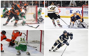 Clockwise from top left: Nolan Roed of White Bear Lake, Carson Pilgrim of Warroad, Gavin Uhlenkamp of Chanhassen and Jackson Nevers of Edina are Mr. H