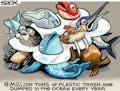 Sack cartoon: Plastic trash