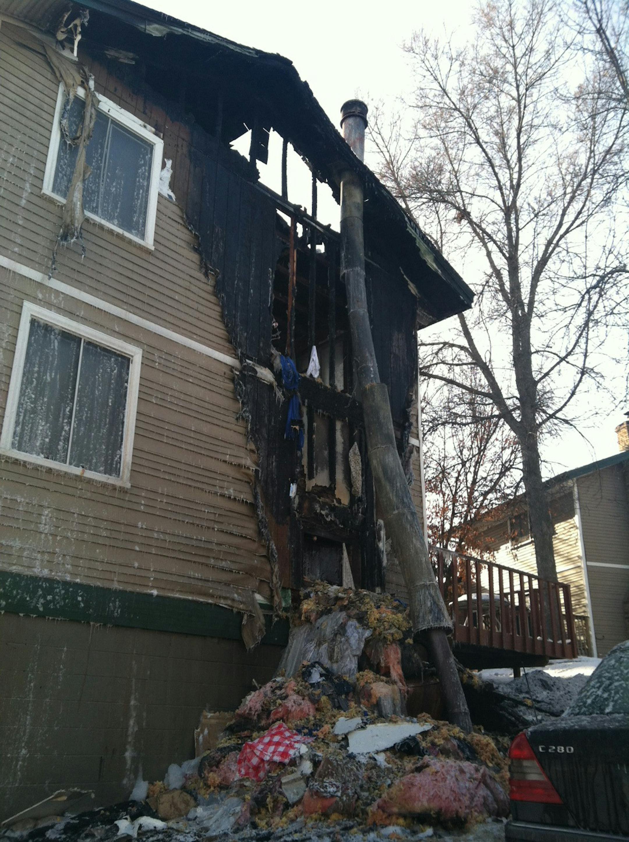 A fire quickly destroyed a Plymouth townhouse Tuesday morning. The fire, which started at 11:30 a.m., was knocked down in ten minutes. The man's townhouse was one of four in a complex on the 2700 block of Shenandoah Lane.