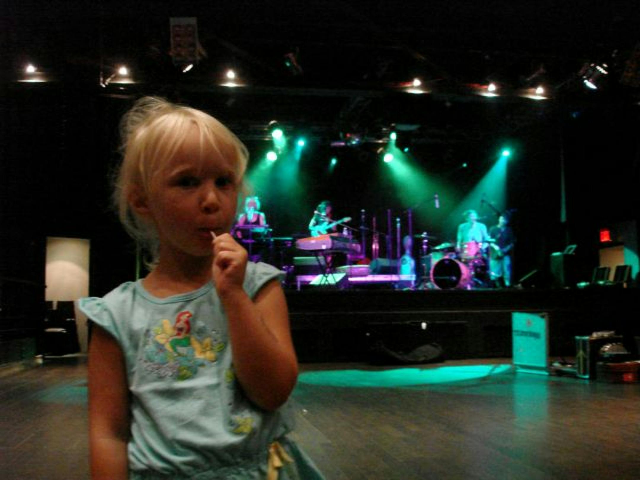 Magnolia Hammel, at a Mates of State soundcheck in New York City, tours with her parents, Kori Gardner and Jason Hammel.