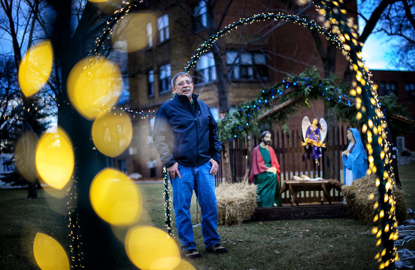 Wadena Mayor George Deiss with the Nativity scene that the city sold for $25 so it could be displayed on private property. ] GLEN STUBBE * gstubbe@startribune.com Thursday, December 10, 2015 When the Wadena city council was faced with a lawsuit, they decided instead to sell the city-owned nativity scene for $25 and move it to private property. Hundreds of others sprang up in storefronts and in yards all over town.