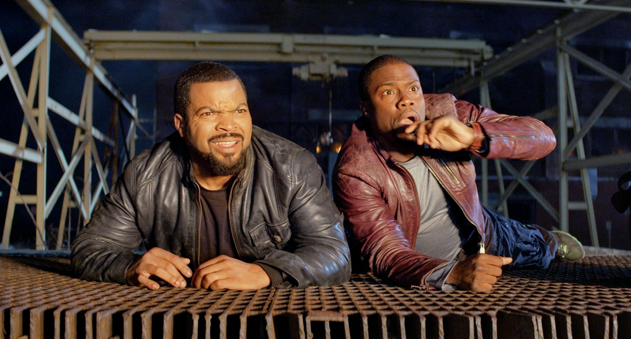 This image released by Universal Pictures shows Ice Cube, left, and Kevin Hart in a scene from "Ride Along." (AP Photo/Universal Pictures)