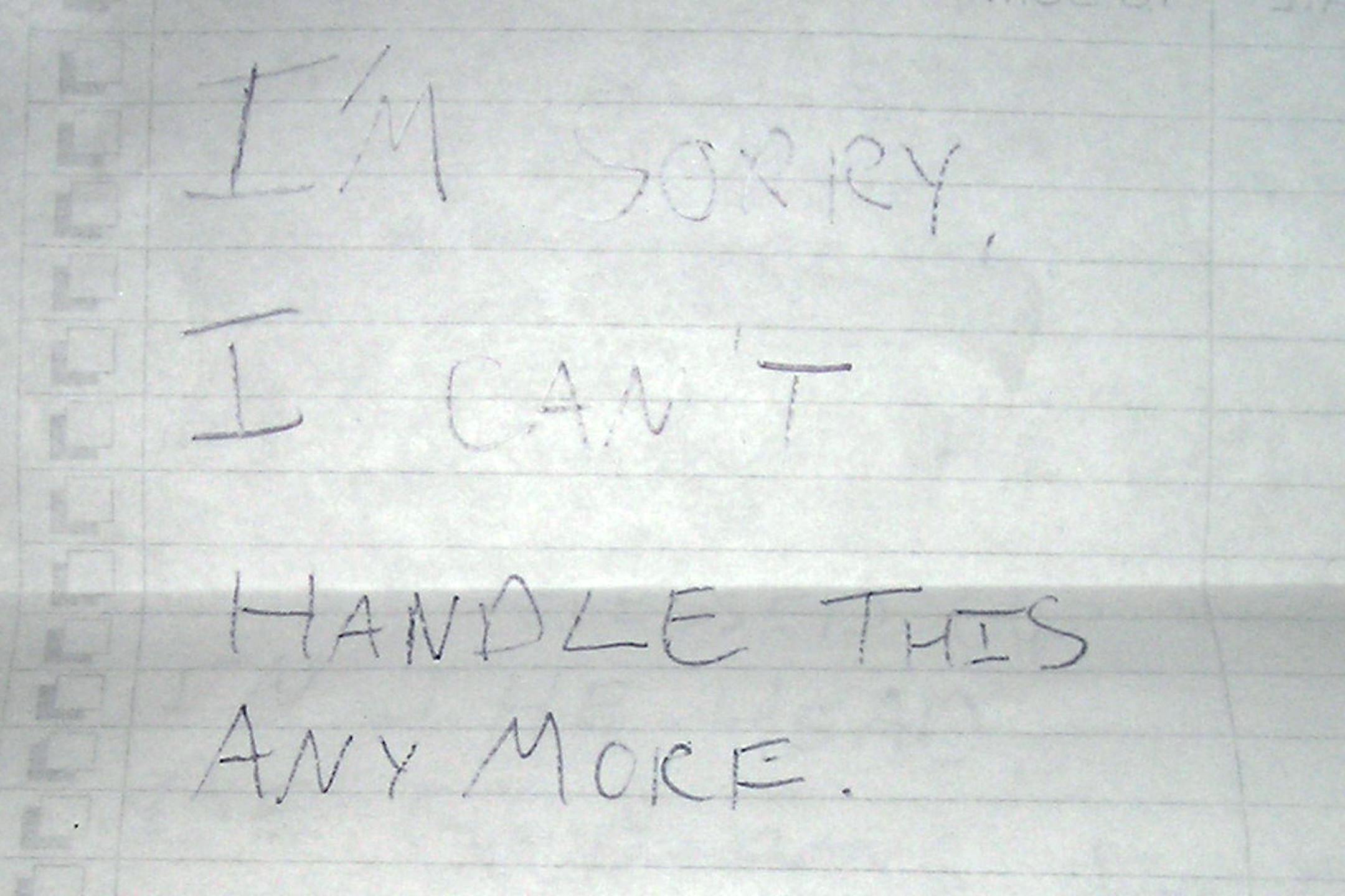 Suicide note found near the body of EricThomes.