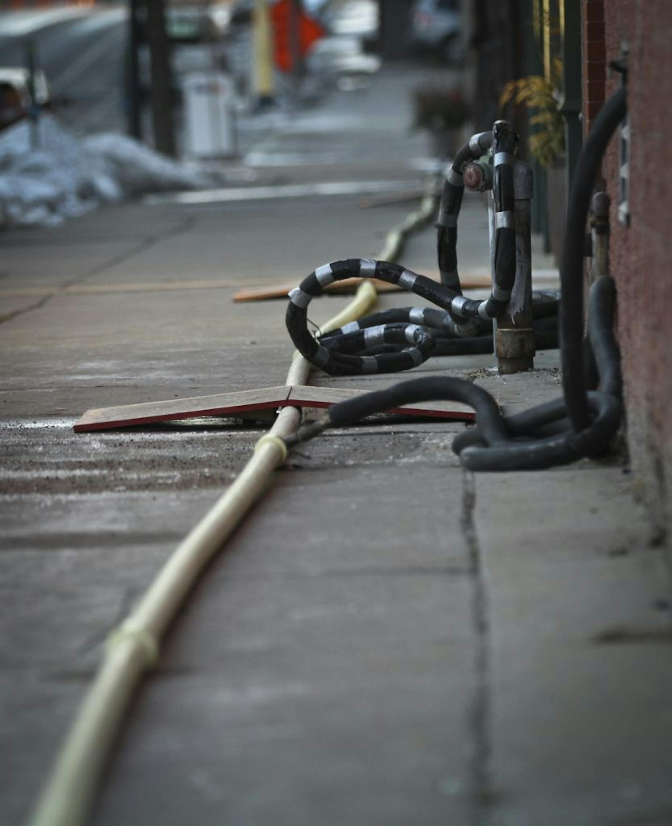Temporary pipes worked as temporary plumping while work continued on the repaired main.