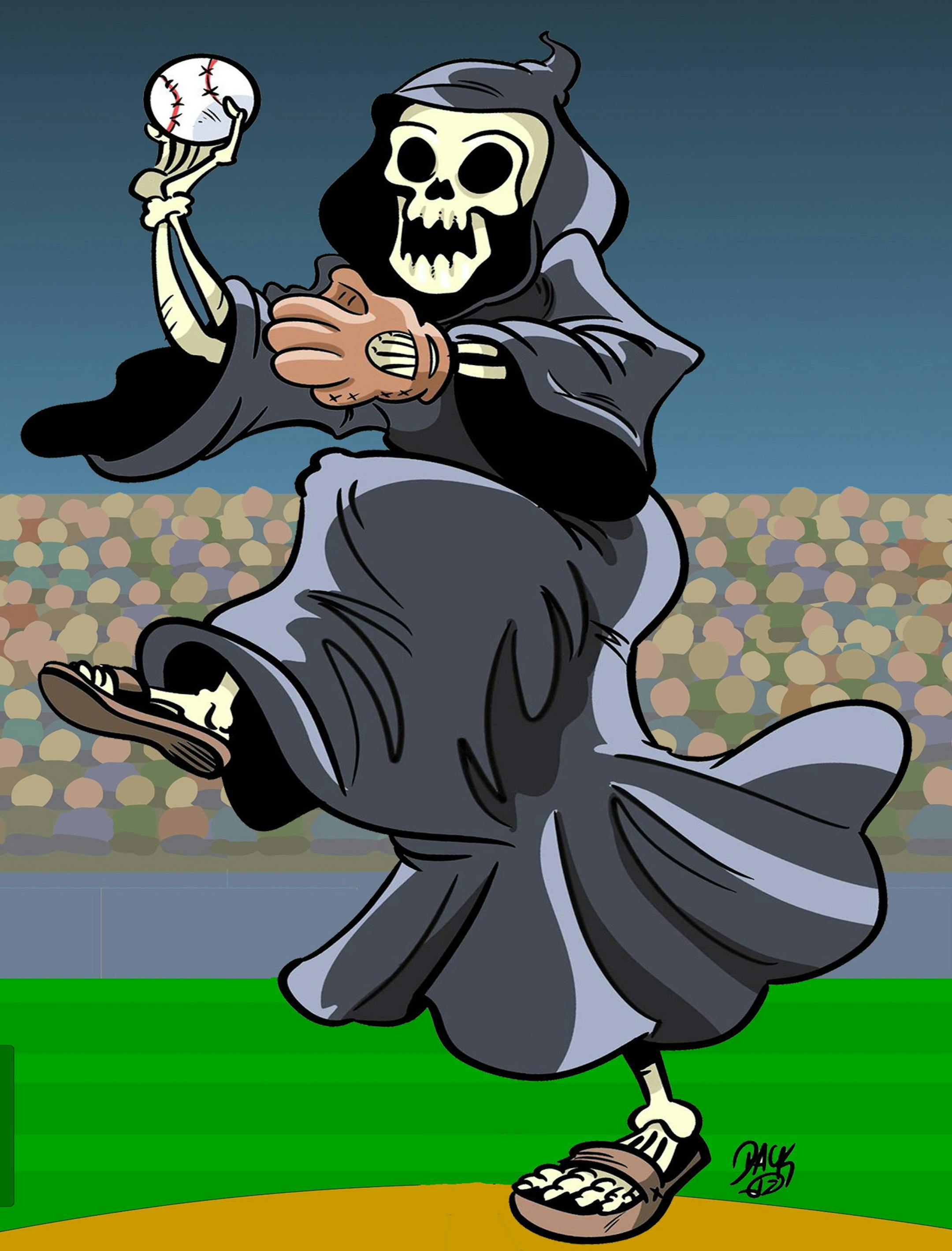 Poster for "Death Throws a Curveball" from the Mystery Cafe