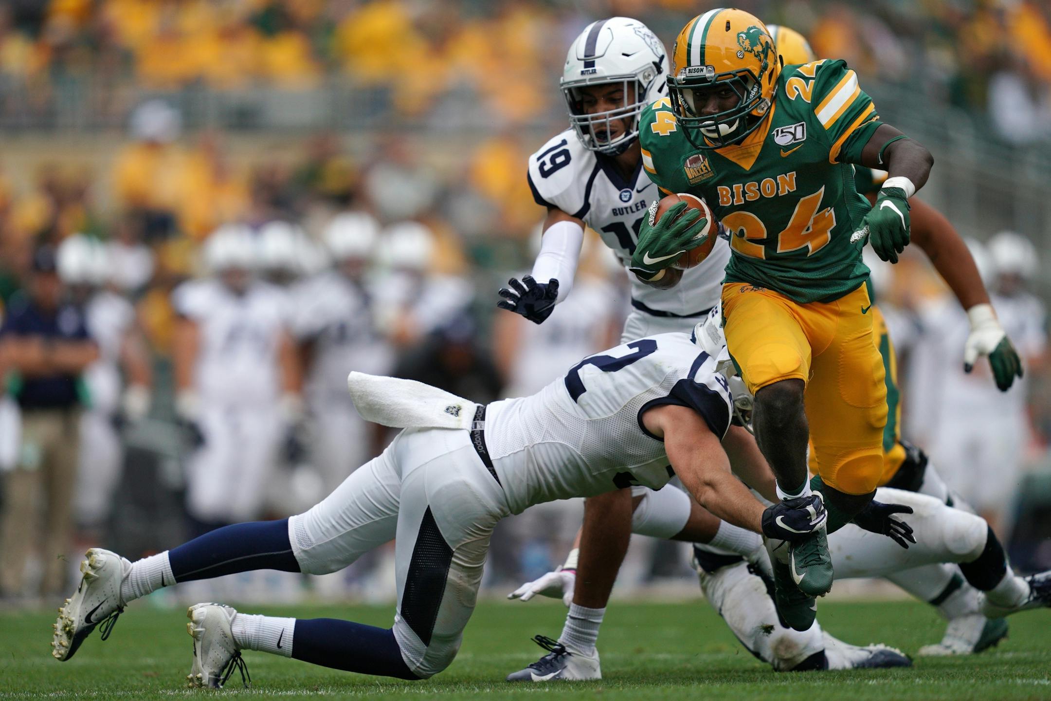 North Dakota State Bison running back Kobe Johnson (24) ran the ball in for a touchdown in the second half.