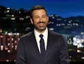 In this April 11, 2017 photo, host Jimmy Kimmel appears during a taping of "Jimmy Kimmel Live," in Los Angeles. Kimmel says his newborn son is home an