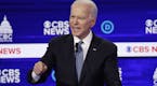 FILE - In this Feb. 25, 2020, file photo Democratic presidential candidate former Vice President Joe Biden, speaks during a Democratic presidential pr
