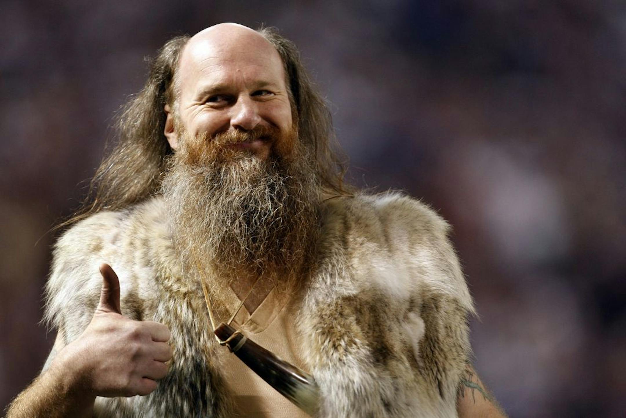 Minnesota Vikings mascot Ragnar in the first quarter. Minnesota beat Cincinnati by a final score of 30-10.