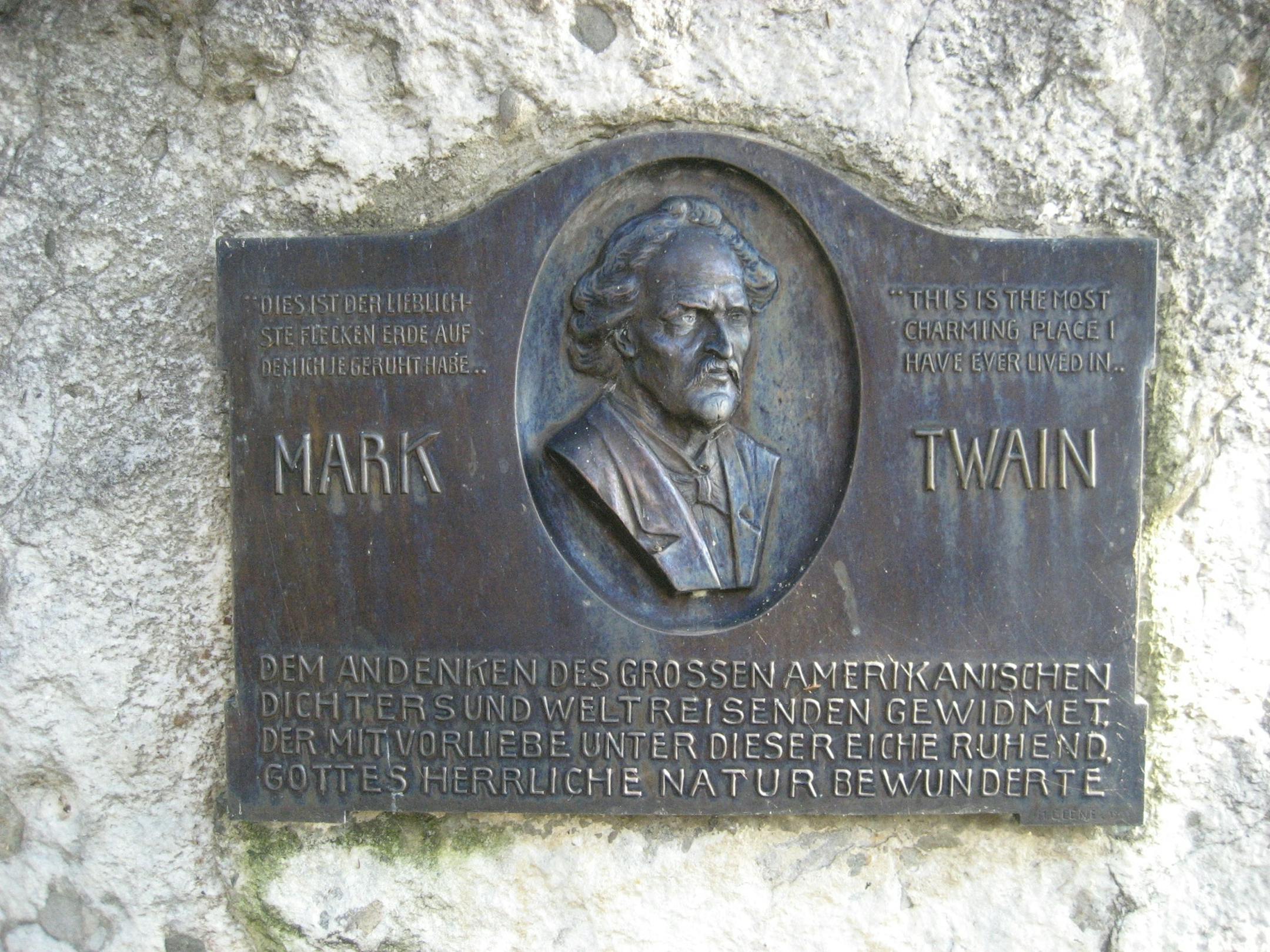 Photo by Christy DeSmith.This plaque marks the beginning of the Mark Twain Hiking Trail. Near the lakefront in Weggis, Switzerland.