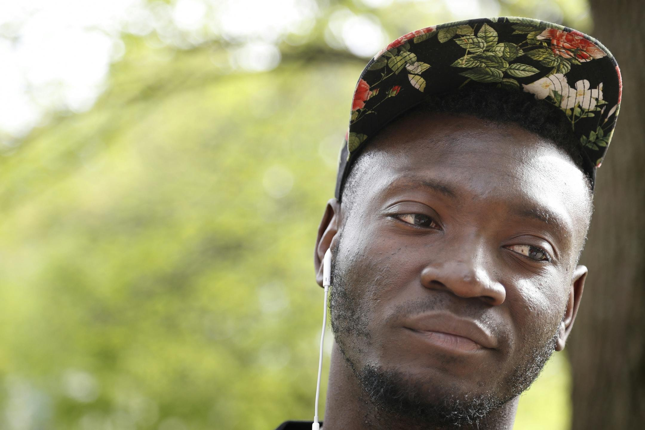 Daniel Katuka a senior at St. Olaf campus in Northfield reacted to news Wednesday that the writing of a racist note and left on a black student's car April 29 was a hoax Wednesday May 10, 2017 in Northfield ,MN.