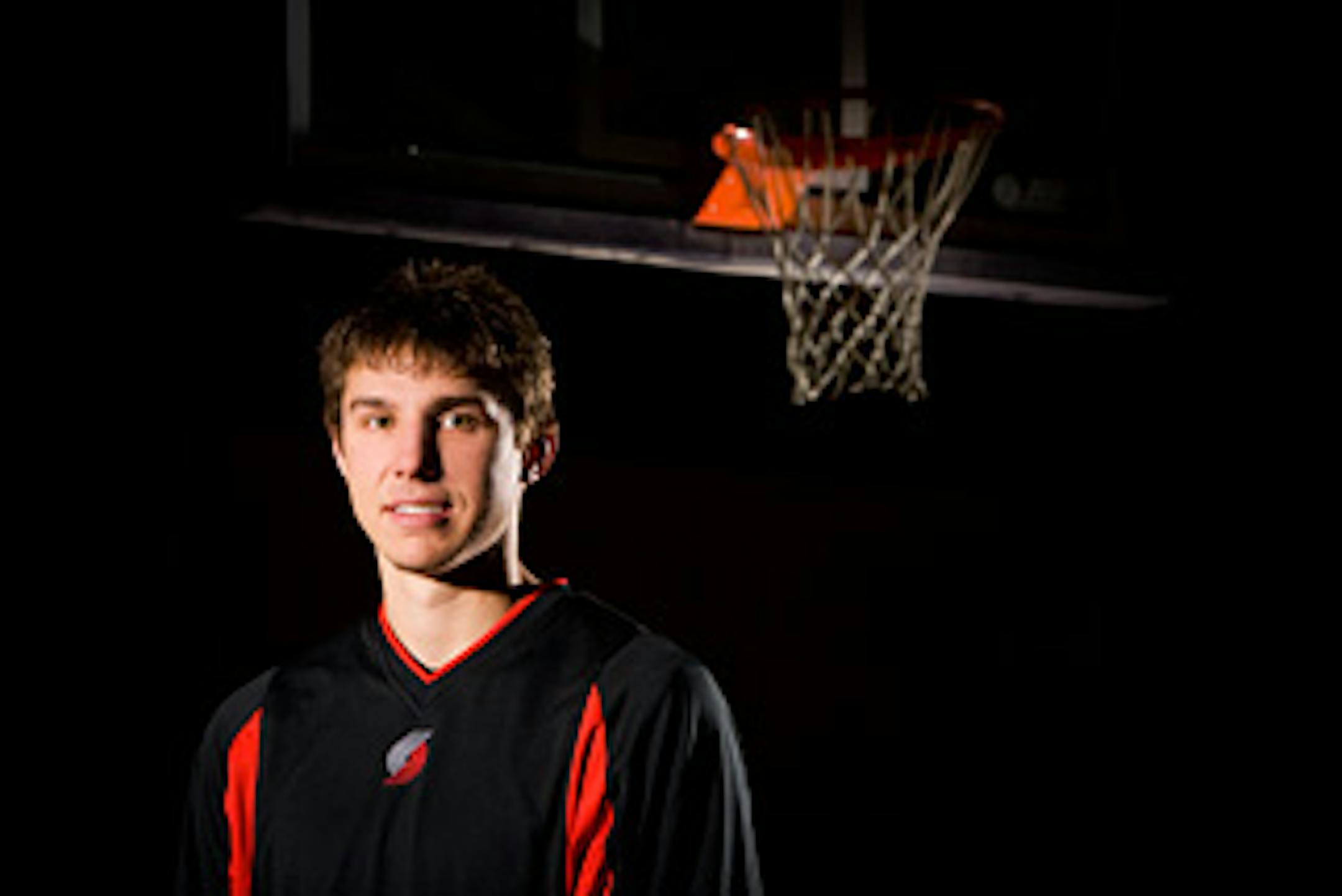 ELIAS ADAMS/UNIVERSITY OF ST. THOMASEnvironmental portrait of Men's Basketball player B.J. Viau. Viau holds an annual fundraiser for Huntington's Disease that he started at age 10. Taken April 15, 2008 in the McCarthy Gymnasium.