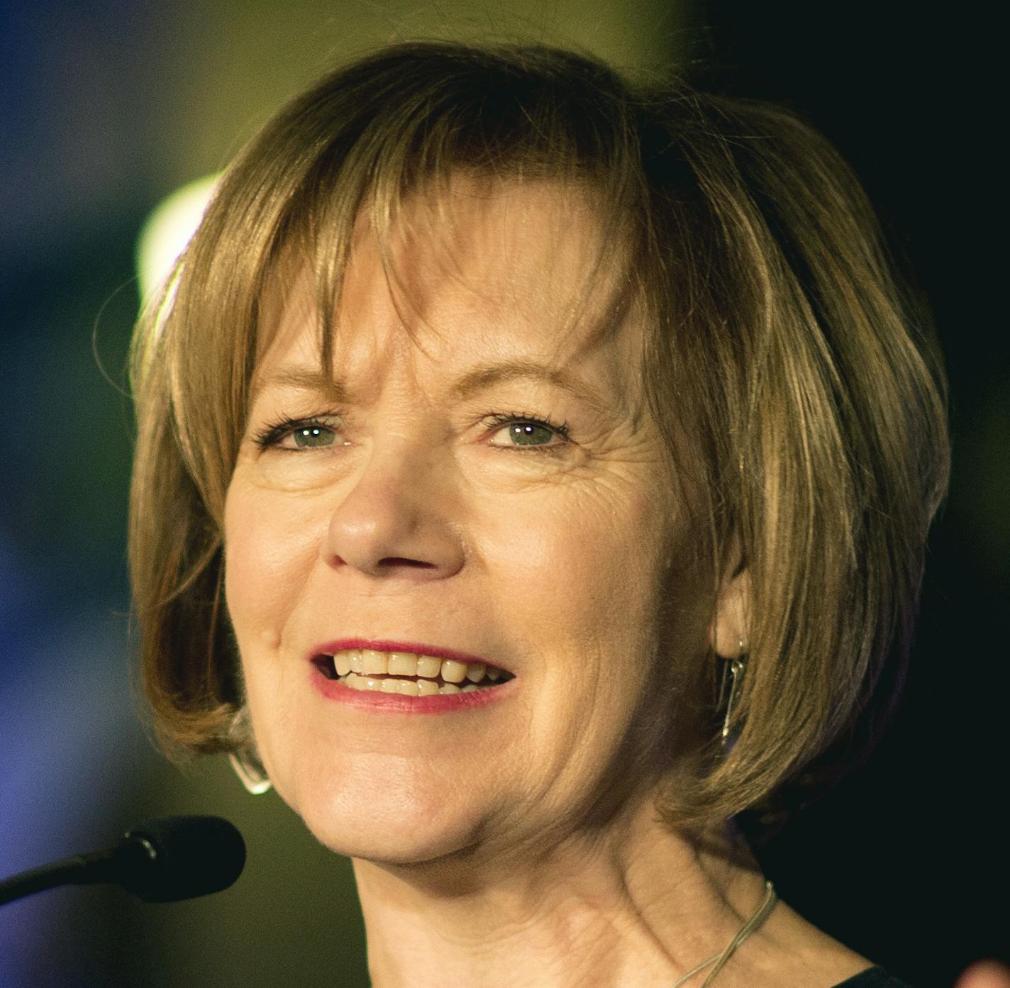 FILE - In this Jan. 10, 2015, file photo, Minnesota Lt. Gov. Tina Smith speaks in St. Paul, Minn. Smith is a possible replacement to fill U.S. Sen. Al Franken's seat after he announced his resignation amid multiple sexual misconduct allegations Thursday, Dec. 7, 2017, on the Senate floor in Washington. His resignation means Minnesota Gov. Mark Dayton, a fellow Democrat, will name a temporary replacement. The winner of a special election in November would serve through the end of Franken's term i