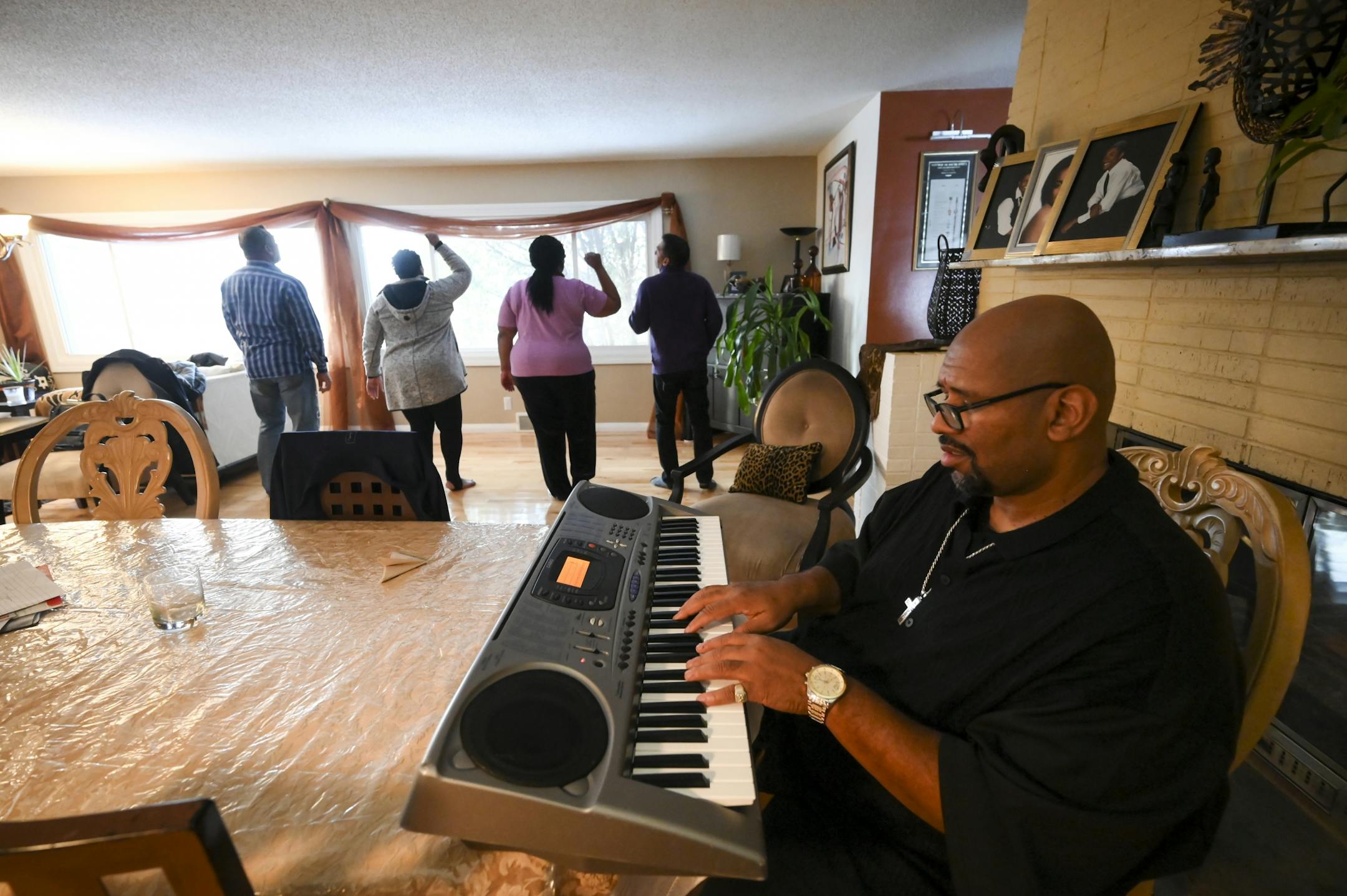 Billy Steeele played the keys as his siblings danced behind him during Friday's rehearsal.
