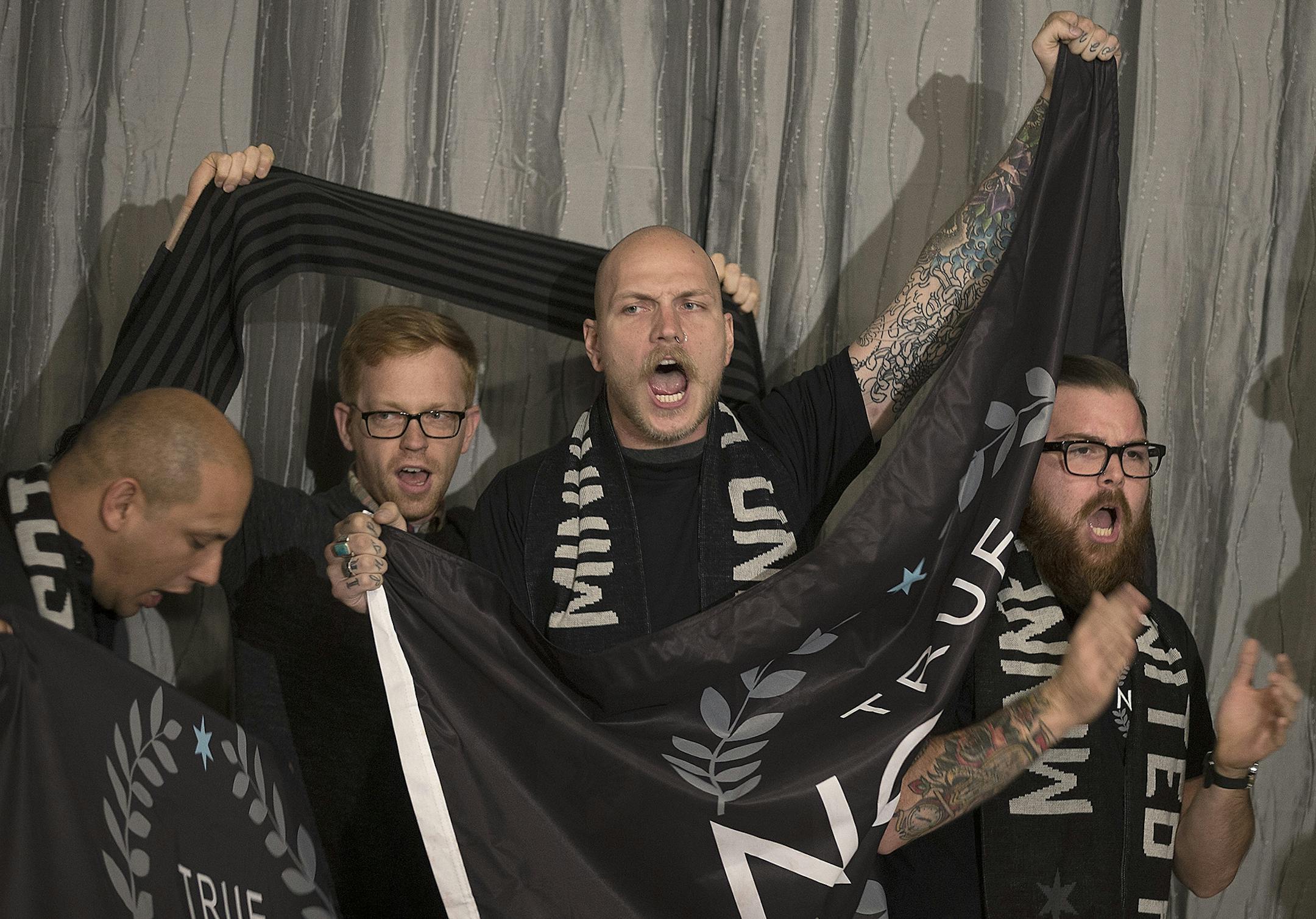 Soccer fans showed their support as St. Paul Mayor Chris Coleman and Bill McGuire, owner of the Minnesota United Football Club, announced hat the new MLS team will play in a new stadium to be built near University and Snelling avenues during press conference, Friday, October 23, 2015 in St. Paul, MN.