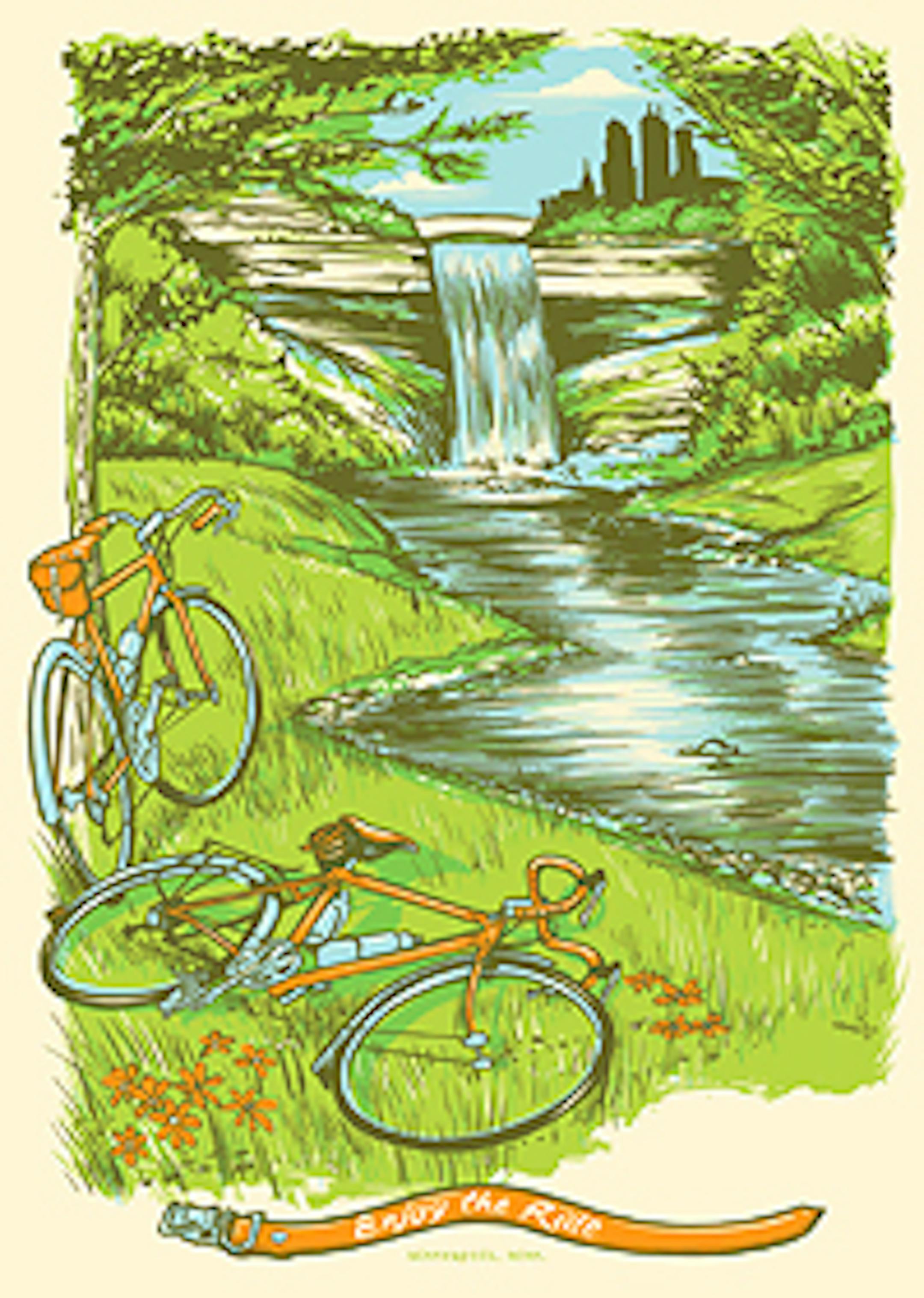 The I Like You booth features art by Adam Turman, such as this "Enjoy the Ride" postcard