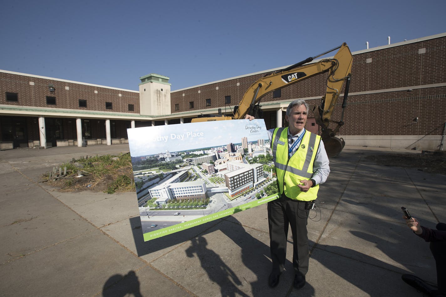 Catholic Charities CEO Tim Marx showed a rendering in 2017 of the building that would replace the old Dorothy Day Center in St. Paul.