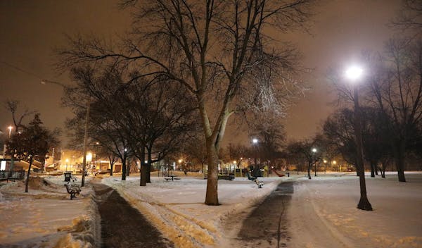 The moon and street lamp illuminated Cedar Field Park, an area residents of Little Earth say is frequented by heroin dealers. ] ANTHONY SOUFFLE &#x202