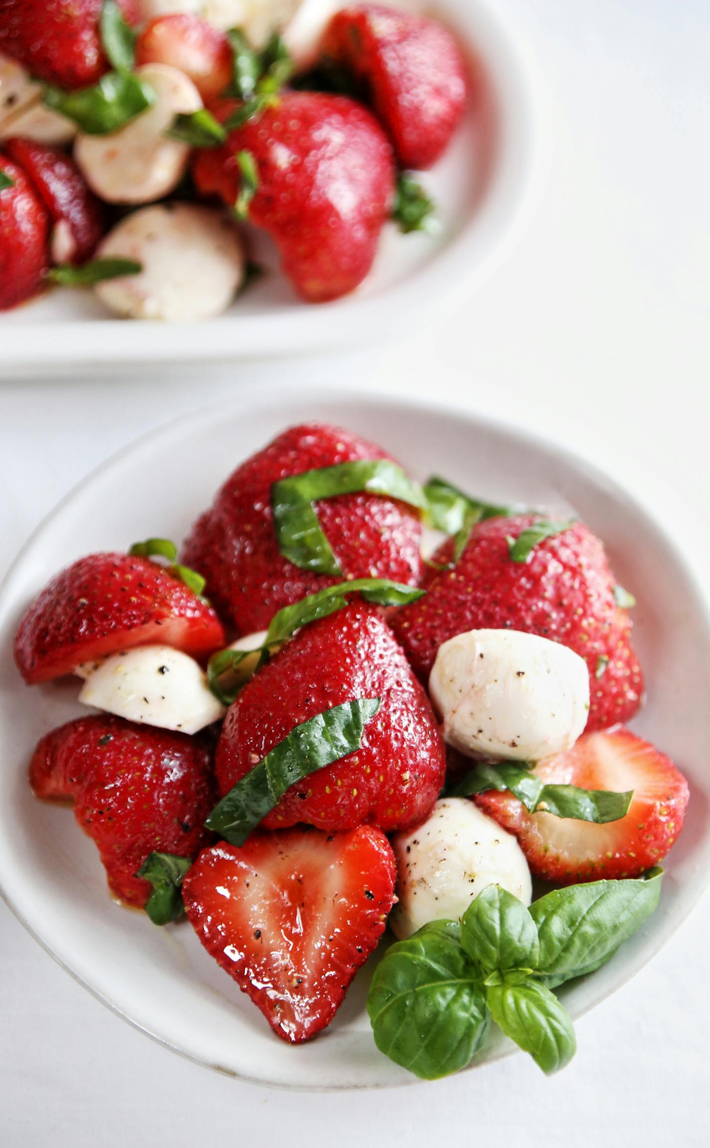 Strawberry Caprese Salad. Photo by Robin Asbell * Special to the Star Tribune