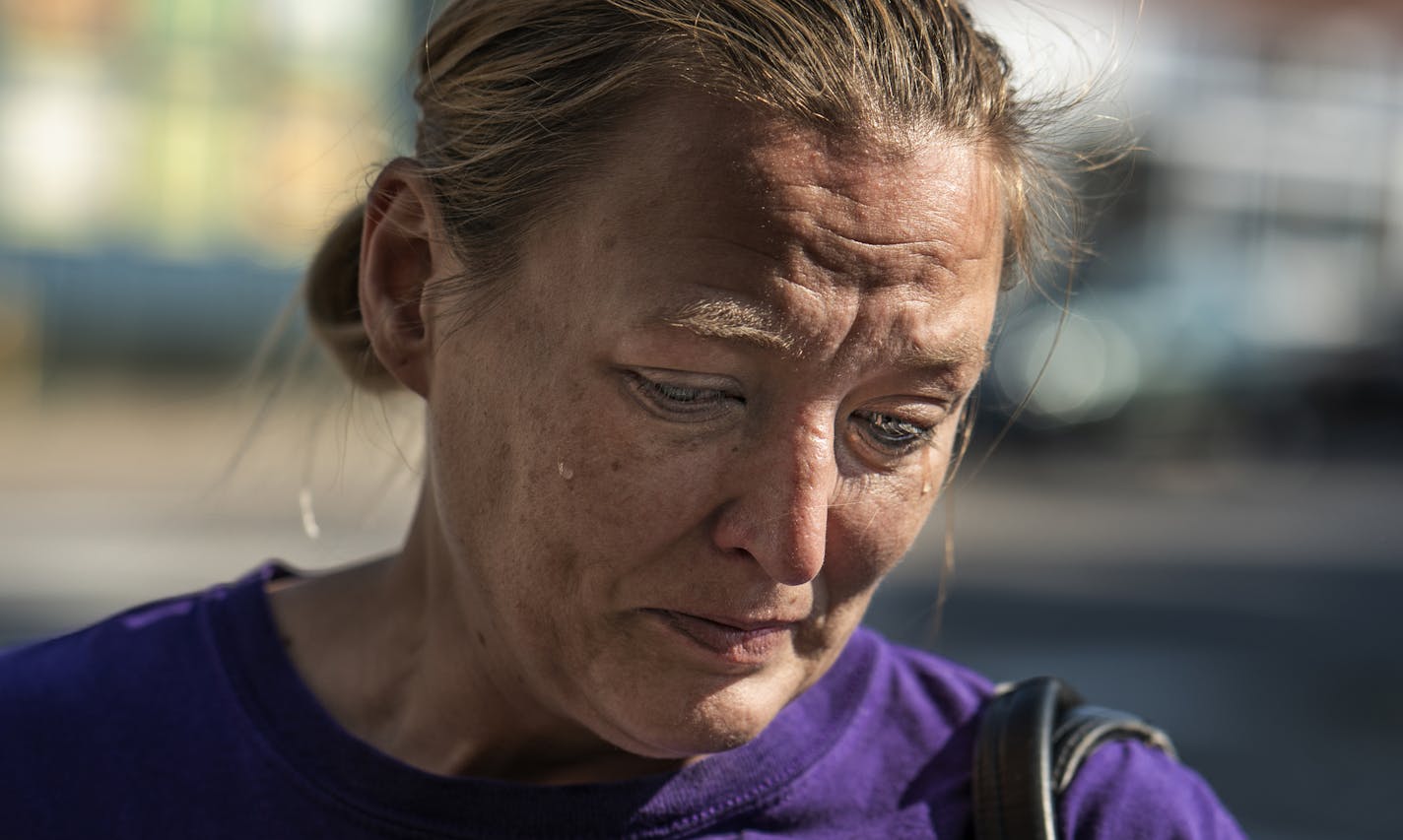 Natasha Gunderson became emotional recalling her cousin Kimberly Gunderson who died in a vehicular crash around one AM Sunday in front of Matt's Bar.] Richard Tsong-Taatarii@startribune.com