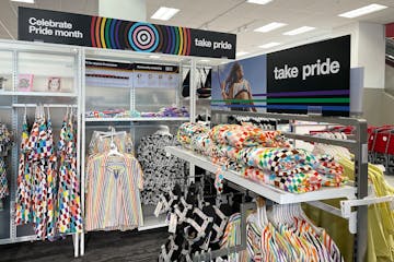 Pride Month merchandise is displayed at a Target store on May 31, 2023 in San Francisco. Target pulled some of its Pride Month merchandise from stores