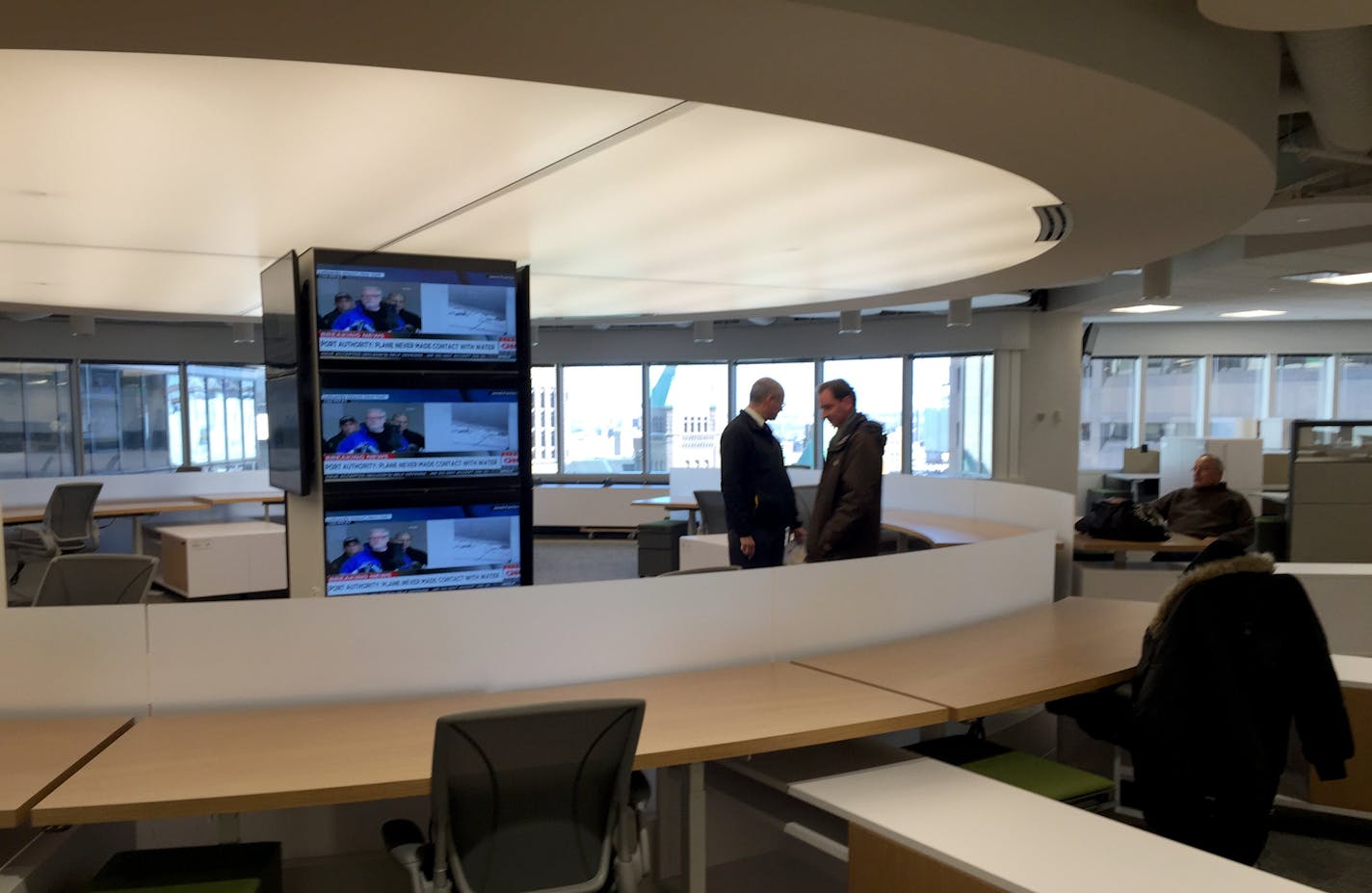 Star Tribune employees get a preview tour of the News hub' section in the new offices at the Capella towers bldg in downtown Minneapolis. The move is scheduled to be complete ny Mar.28. ] tom Sweeney, star Tribune, march 2015