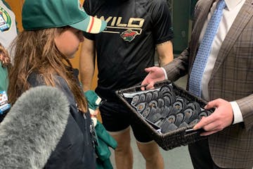 Emily Wiltzius gave away two pucks and received 26 for her kindness.