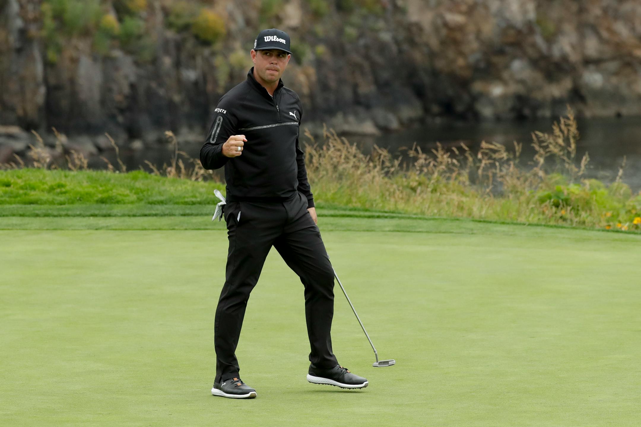 Gary Woodland reacts after making a birdie on the fifth hole during the second round of the U.S. Open golf tournament Friday, June 14, 2019, in Pebble Beach, Calif. (AP Photo/Matt York)