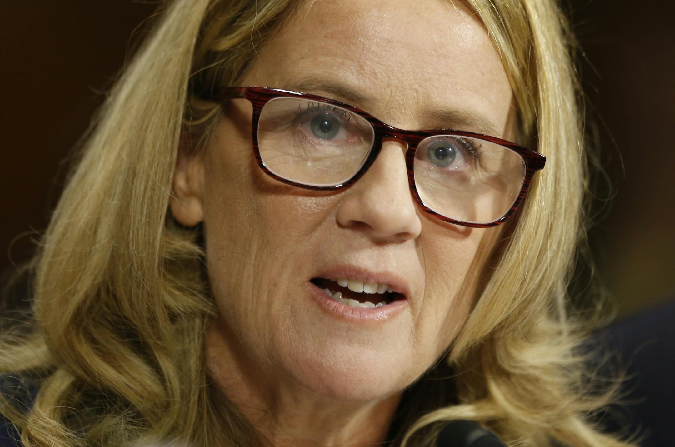 Christine Blasey Ford testifies before the Senate Judiciary Committee on Capitol Hill in Washington, Thursday, Sept. 27, 2018. (Michale Reynolds/Pool Photo via AP)