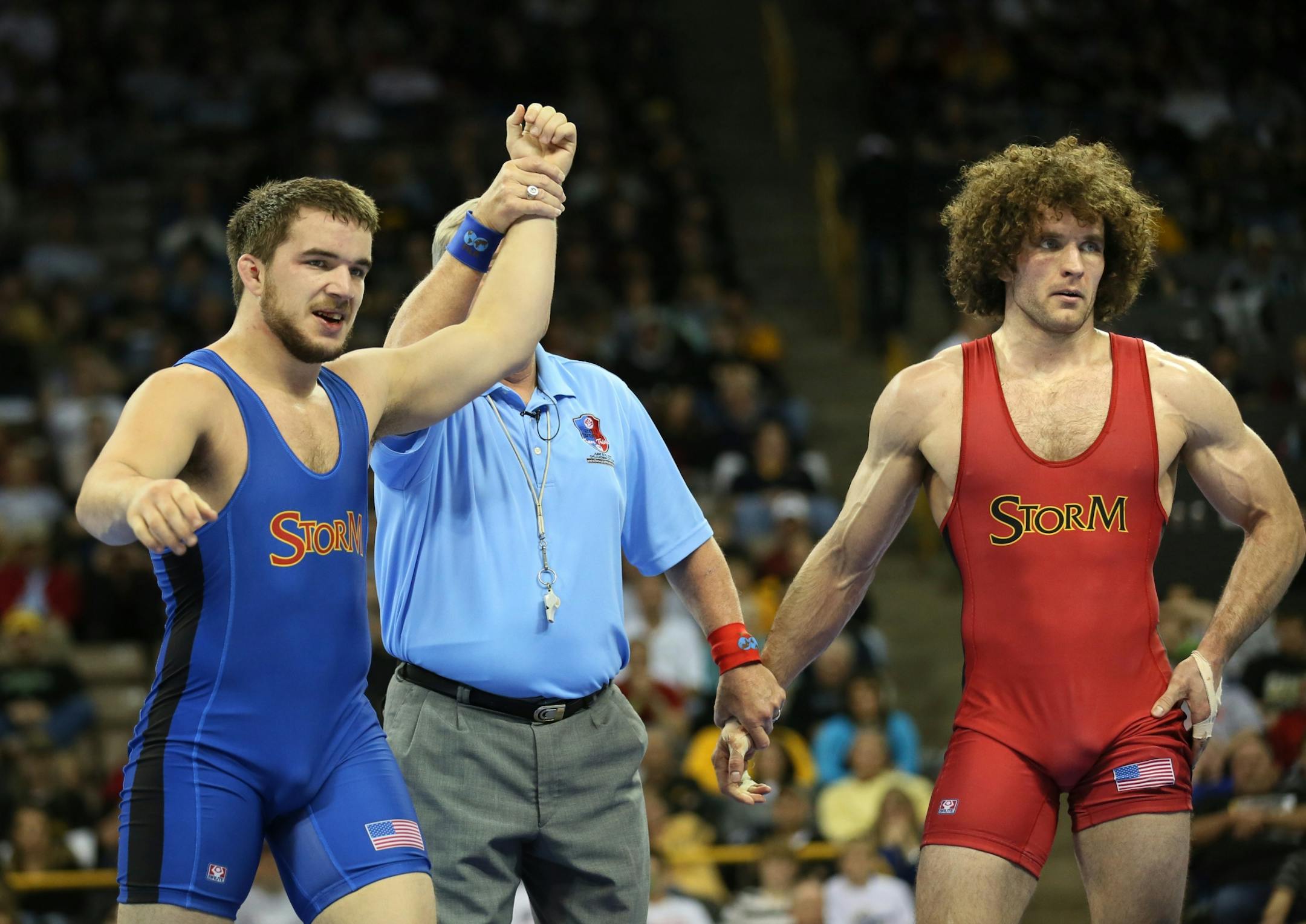 Olympic Wresting Trials Championships (IN THIS PHOTO) Minnesotans Chas Betts (left) defeated Jordan Holm in the battle for a trip to London Olympic Games in 66kg Greco-Roman Match.