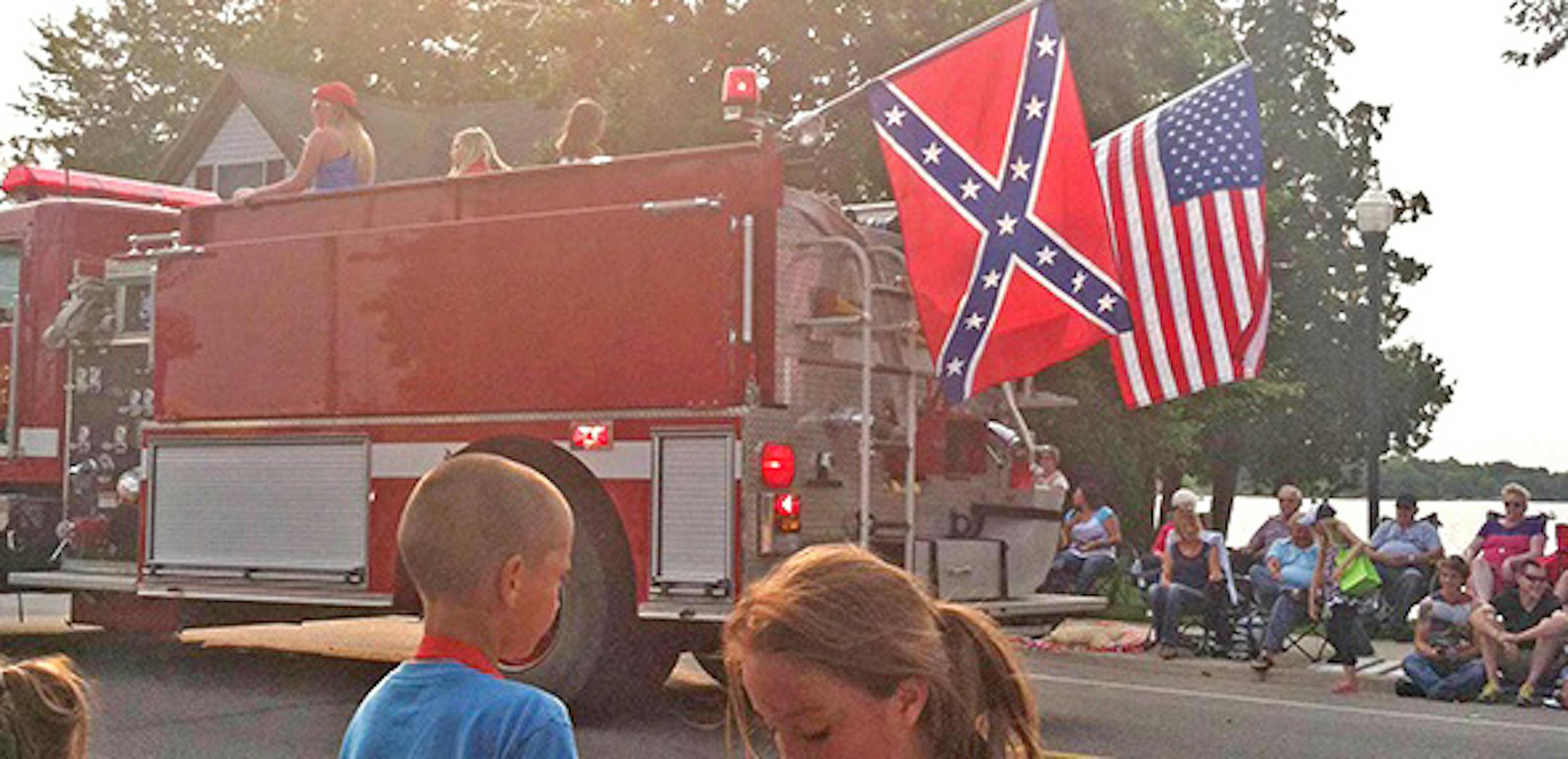 Caption: This fire truck displayed the Confederate flag at a July 4th parade on Friday (cq) in Albert Lea. Credit: Photo by Lance Frank ORG XMIT: MIN1507051510561157