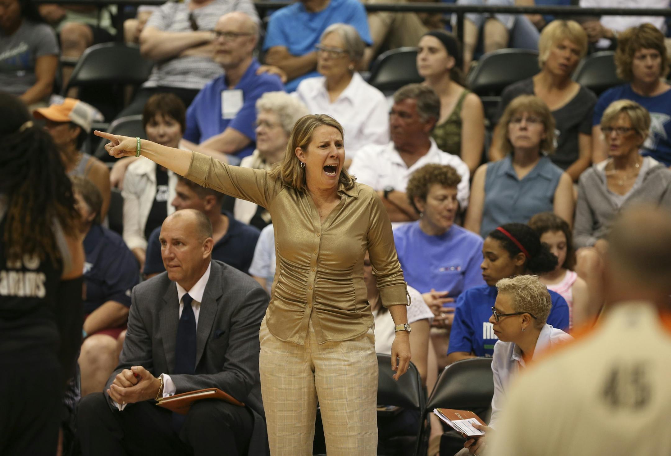 Minnesota Lynx head coach Cheryl Reeve shouted instructions in the third quarter Sunday night at Target Center.