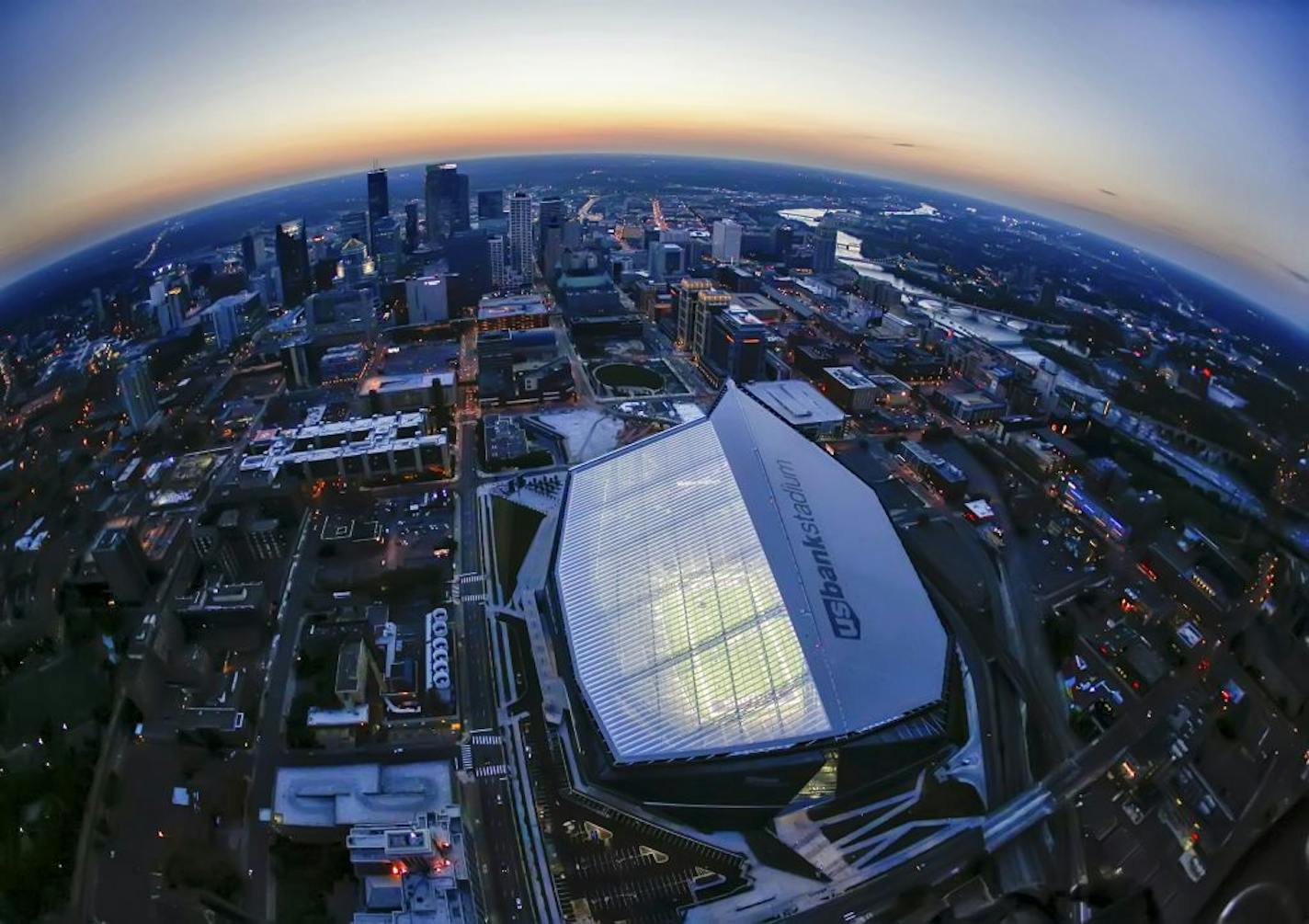 U.S. Bank Stadium - Exterior and construction images.