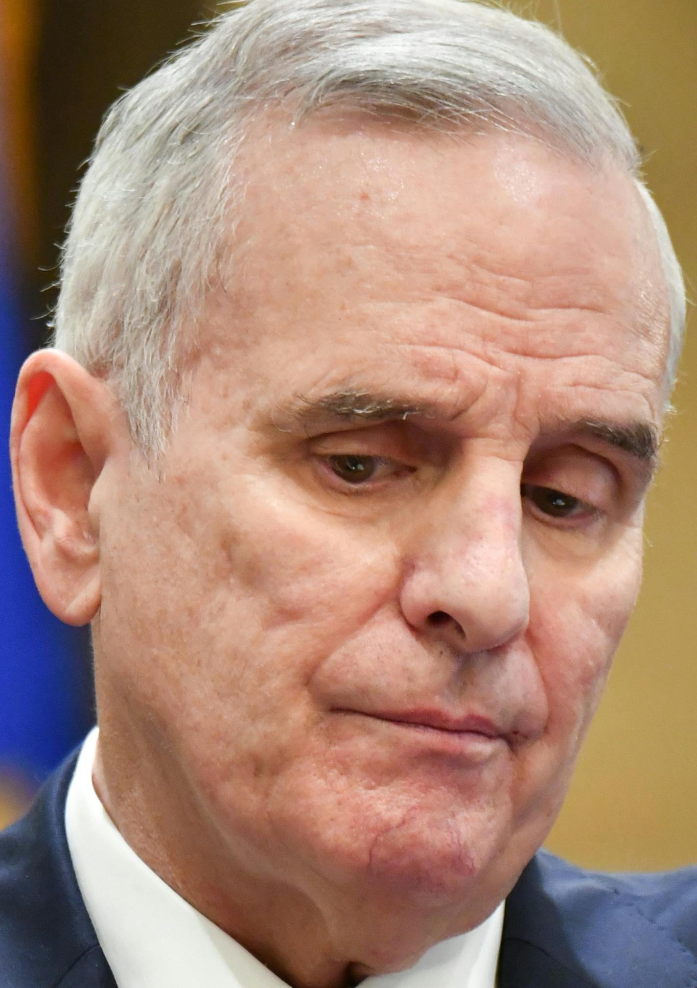 Governor Mark Dayton announced here that he had prostate cancer a day after fainting while delivering his State of the State address. ] GLEN STUBBE &#xef; glen.stubbe@startribune.com Tuesday January 24, 2017 Gov. Mark Dayton lays out his 2017-18 budget proposal at 11:15 a.m. in St. Paul. Word Monday night was that Dayton will go on with the briefing despite appearing to faint during his State of the State speech.