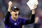 Vikings head coach Kevin O’Connell reacted after a flag was called off on what was initially a pass interference call on the Chiefs in the fourth qu