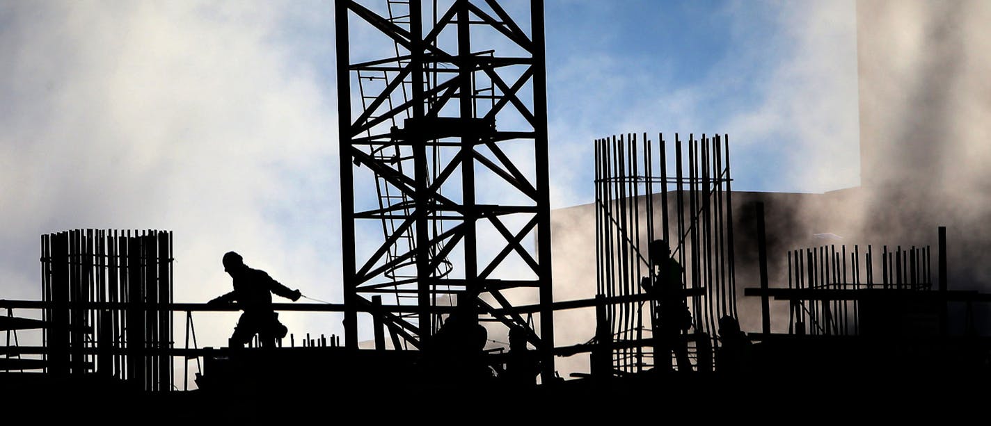 Bitterly cold temps greeted construction workers on the new Minnesota Vikings stadium Tuesday, Dec. 30, 2014, in Minneapolis, MN.](DAVID JOLES/ STARTRIBUNE)djoles@startribune.com Updated photo of progress on new Minnesota Vikings stadium.