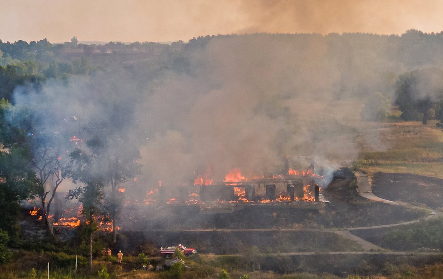 Authorities respond to a large fire at what used to be the club house at Mississippi Dunes Golf Course. (Photo Provided by Bill Pohlmann)