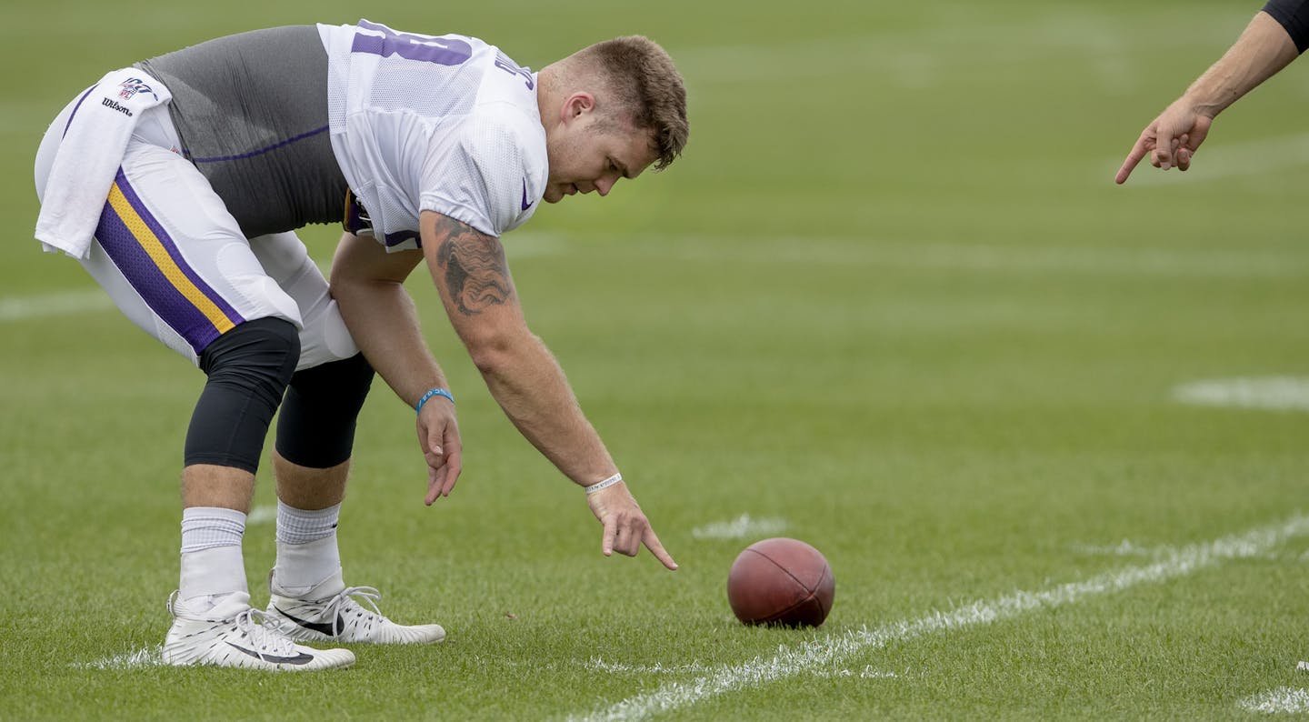 Minnesota Vikings long snapper Austin Cutting (58). ] CARLOS GONZALEZ &#xa5; cgonzalez@startribune.com &#xd0; Eagan, MN &#xd0; August 12, 2019, TCO Performance Center, NFL, Minnesota Vikings Training Camp,