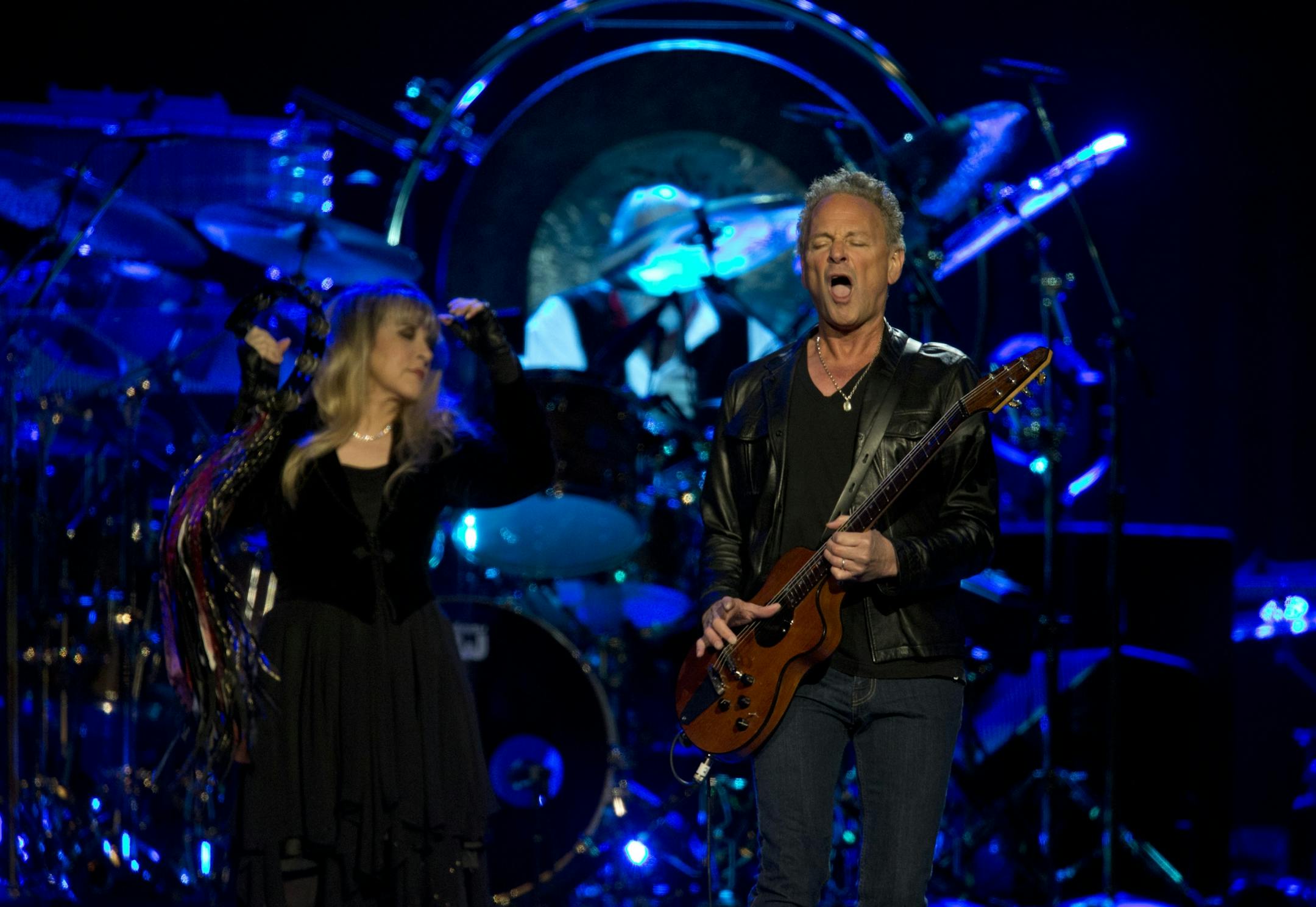 Fleetwood Mac stopped by Xcel Energy Center in St. Paul with their Fleetwood Mac Live 2013 tour Sunday night, April 28, 2013. Stevie Nicks and Lindsey Buckingham, who both joined the band way back in 1975, during the band's second number, Dreams, Sunday night. Behind them, at the drum kit, was co-founder Mick Fleetwood.